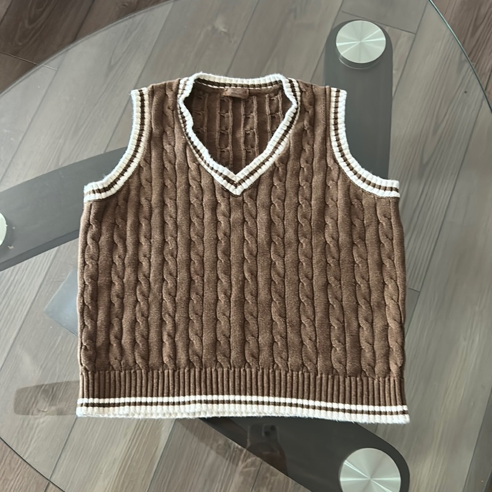 Brown sweater vest, no rips, great condition